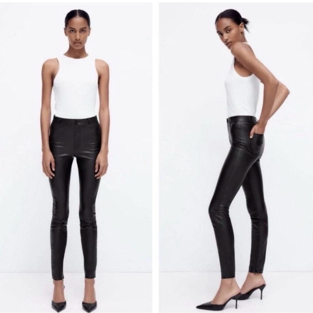 Zara Women's Black Leather Pants Size S